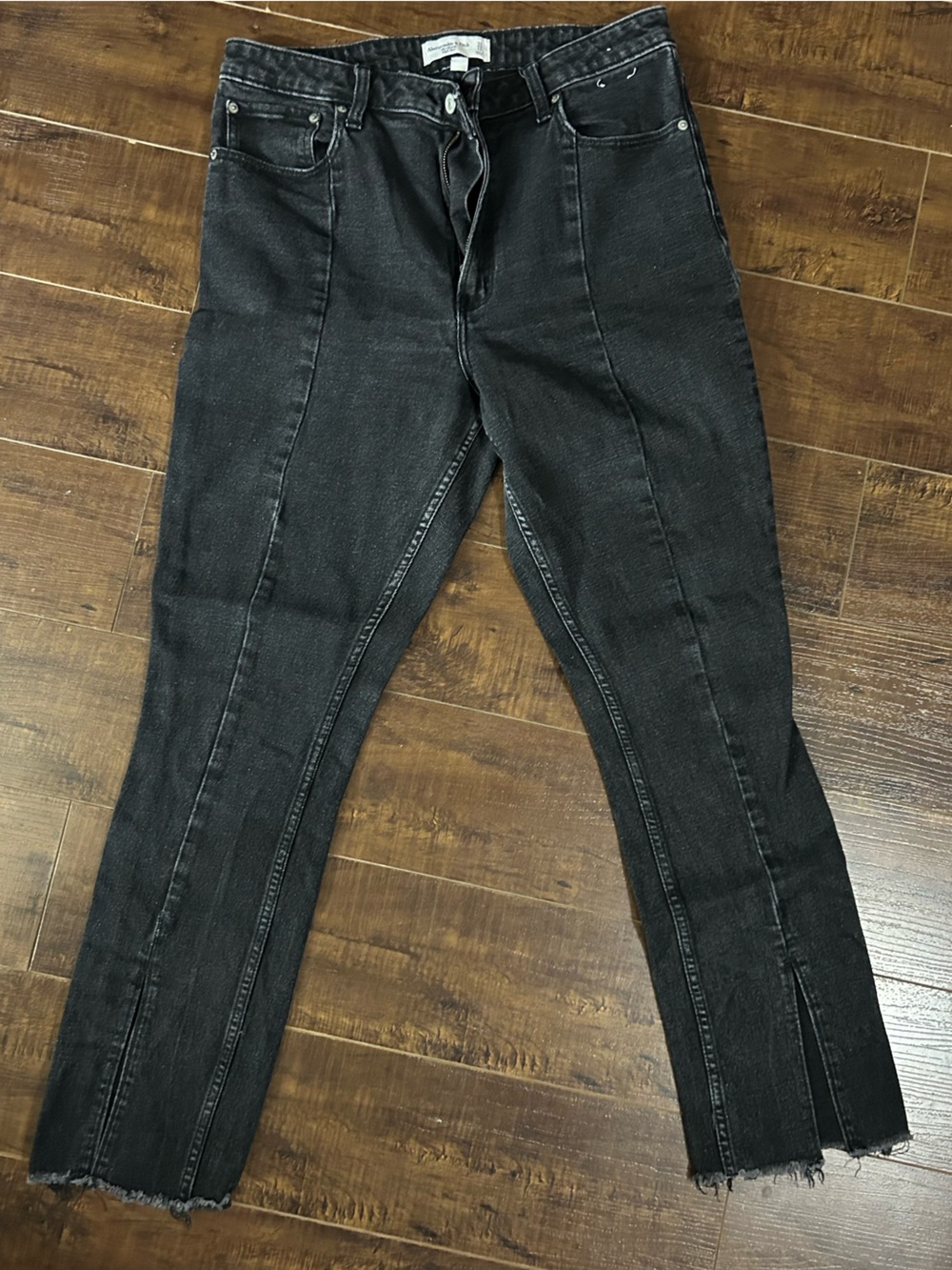 Abercrombie & Fitch Black Flare Jeans with Raw Hem